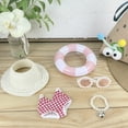 thumbnail image 6 of 5-Piece Doll Clothes Swimsuit Set | Straw Hat, Pearl Sunglasses, Red Plaid Swimming Suit, Pearl Necklace & Swim Ring for 14-17cm Labobo Labibu (No doll), 6 of 6