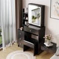 CHNGQN Small Space Left Bedside Vanity Table + Cushioned Stool