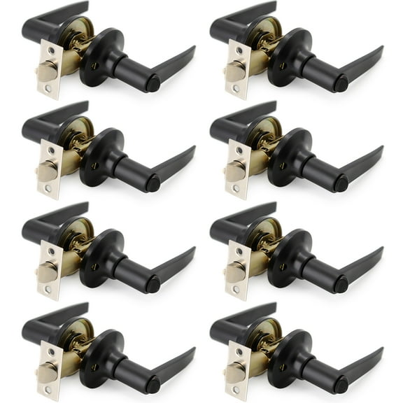 Villar Home Designs Door Lever Lara Black Privacy 8 Pack