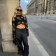 thumbnail image 4 of Top corto de punto suelto de verano para mujer con cuello redondo y mangas largas, negro XL, diseño calado, 4 of 8