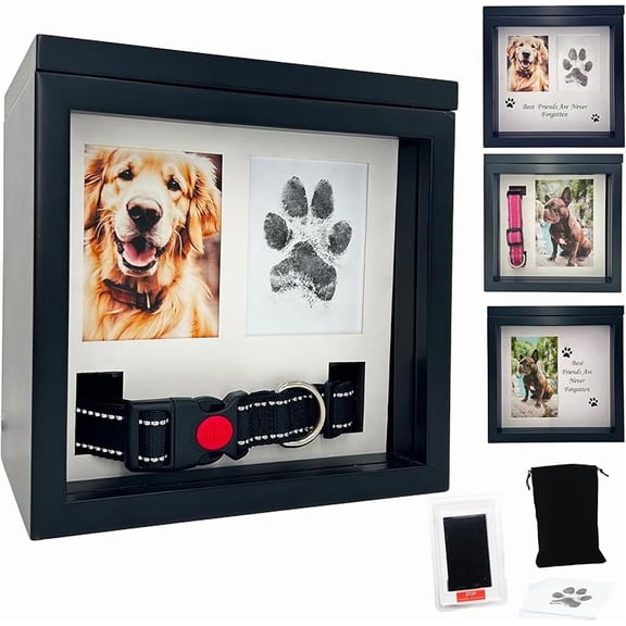 CZQ Large Dog Urn for Ashes, 4 Customizable Displays with Paw Print Ink Kit, 8.5x8.5x5.8 Pet Urns for Dogs Ashes, Pet Cremation Box, Cat Urn for Ashes, Dog Ashes Keepsake