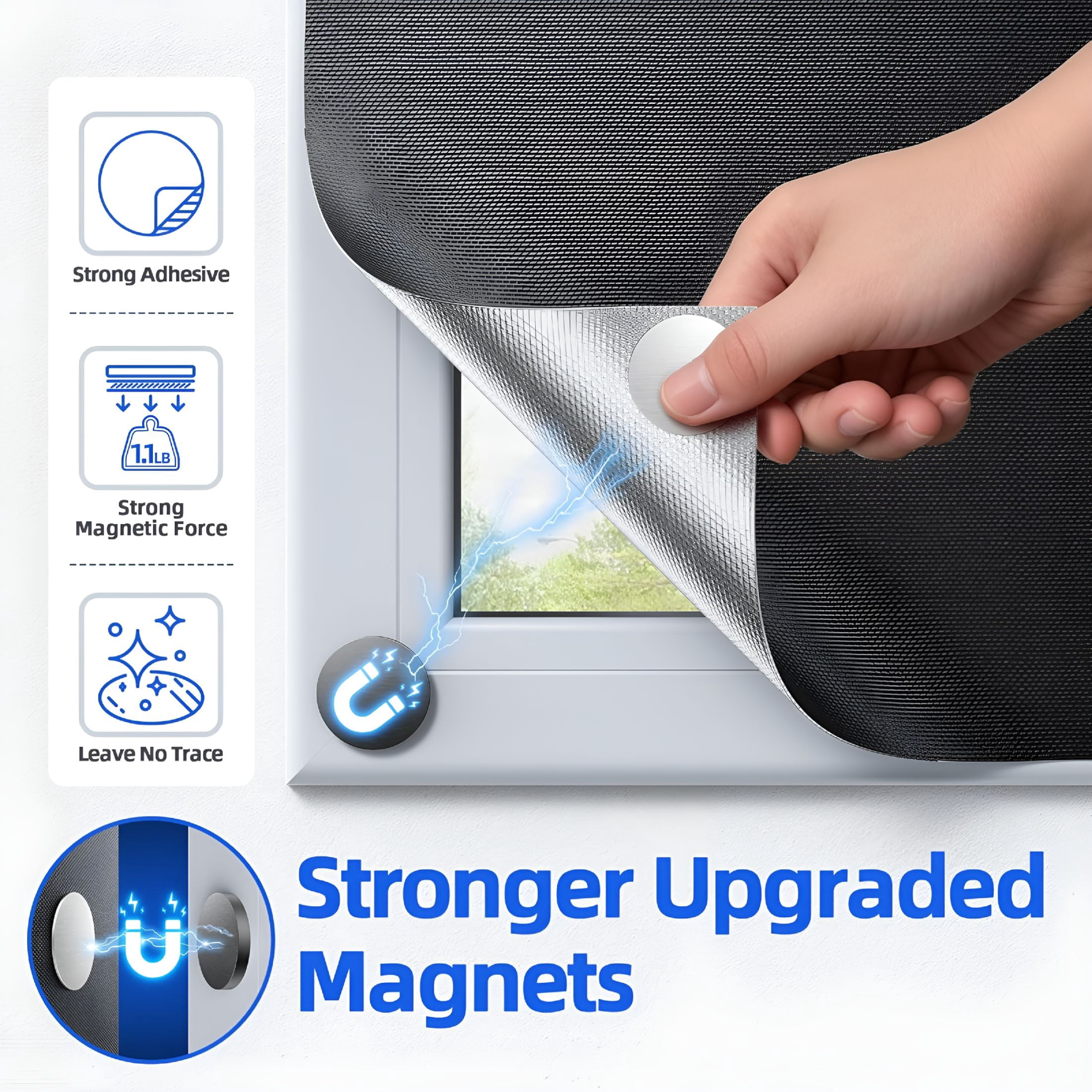 ARLAJO Magnetic Blackout Window Cover with Strong Magnets 42 58 Portable Curtains for