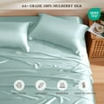 thumbnail image 6 of THXSILK 4 Pcs Silk Sheet Set, Luxury Bedding Sets, 1 Fitted Sheet, 1 Flat Sheet & 2 Pillowcase, 100% Natural Mulberry Silk, Cal.King Size, 6 of 8