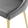 thumbnail image 6 of Contemporary Modern Urban Designer Dining Kitchen Room Side Dining Chair, Velvet Fabric Metal Steel, Grey Gray, 6 of 7