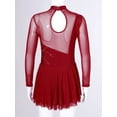 thumbnail image 4 of iEFiEL Girls Shiny Sequins Gymnastics Leotard Lyrical Ballet Dance Dress Long Sleeve Figure Ice Skating Costume Burgundy 6, 4 of 7