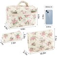 thumbnail image 4 of Set de bolsas de maquillaje URSKYTOUS acolchado de algodón rosa con estampado floral, 3 unidades, 4 of 7