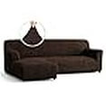 thumbnail image 3 of PAULATO BY GA.I.CO. Sectional Couch Cover - Chaise L-Shape Sofa Slipcover - Washable Corner Couch Covers - 1-Piece Form Fit Stretch Cover - Microfibra Collection - Dark Brown (Left-Facing Chaise), 3 of 4