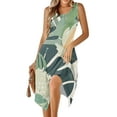 thumbnail image 6 of Womens Casual Tank Dress Floral Sleeveless Summer Midi Dress Asymmetrical Hem Vacation Beach Outfit, 6 of 7