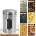 thumbnail image 2 of Kitchen Canister Set 3 Piece Stainless Steel Coffee Tea Sugar Clear with Glass Viewing Window & Airtight Lids for Kitchen, 2 of 4