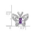 thumbnail image 2 of White Sterling Silver Charm Pendant Amethyst Round Purple Diamond 13 mm 15, 2 of 2