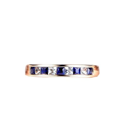 HeartsAndYou 1ct Natural Alternate Sapphire & Diamond Band 100% REAL 14k SOLID Yellow Gold