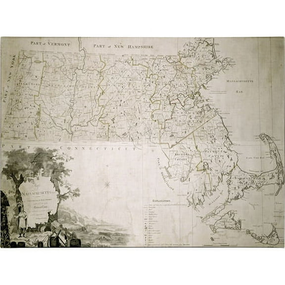 Trademark Art 'Map of the State of Massachusetts, 1801' Canvas Art