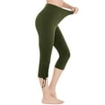 thumbnail image 6 of UVEASISHA Womens Capri Leggings Drawstring Cropped Pants Stretch High Waist Workout Capris Pants Army Green M, 6 of 10