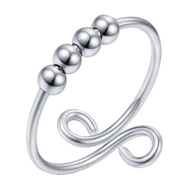 Fiudx Anillos de Ansiedad, Diseño Ajustable para Dedos Abiertos, Cuentas Giratorias para Aliviar El Estrés, Joyería Unisex para La Ansiedad, Relajación y Calma, Regalo para Hombres y Mujeres, Talla E
