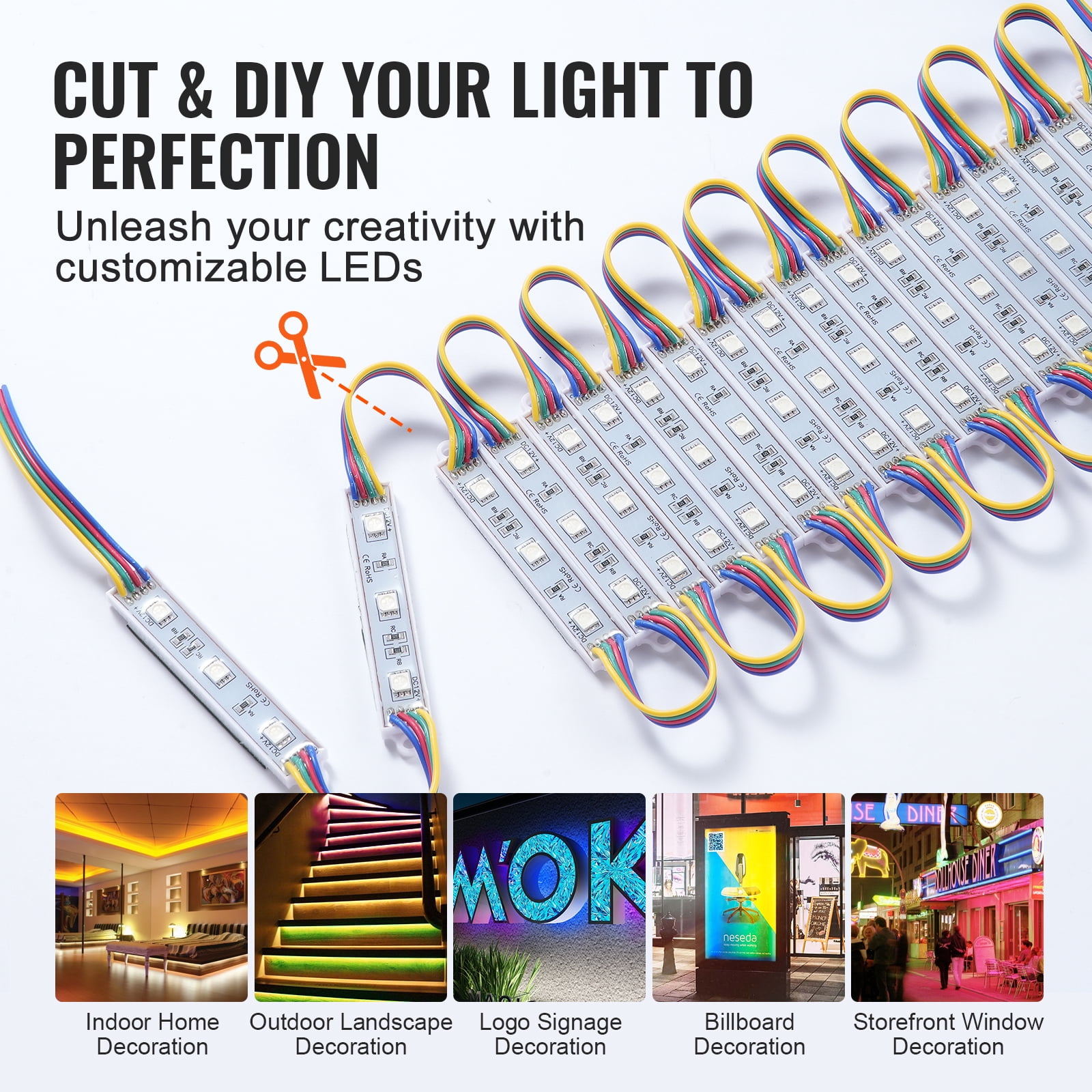 KFFKFF LED Storefront Lights 80PCS 41 ft LED Module Lights 3-LED 5050 SMD RGB