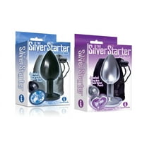 Sexy, Kinky Gift Set Bundle of The Silver Starter, Bejeweled Annodized Stainless Steel Plug, Colbalt and Icon Brands The Silver Starter, Bejeweled Heart Stainless Steel Plug, Violet