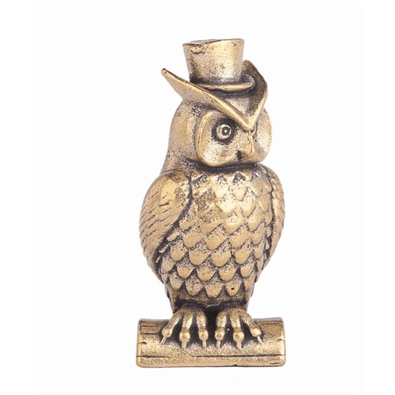 Pure Brass Owl Figurine Handmade Desk Decoration Unique Home Ornament Elegant Feng Shui Sculpture Collectible Art Piece