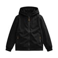 thumbnail image 4 of JZEJING Boys Raincoat Lightweight Long Sleeve Hooded Windproof Rain Jacket Solid Color Waterproof Windbreaker with Pocket Size 4-15, 4 of 9