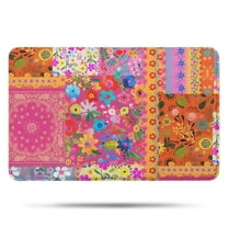 Bright Pioneer Flower Patchwork Bathroom Rugs Mat,Non Slip Microfiber Bathroom Rug,Rubber Backing,Soft Bathroom Mats for Bathroom Floor,Tub and Shower,17x27in(43x68cm)