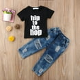 thumbnail image 2 of Toddler Baby Boys Short Sleeve Letters Print T-Shirt and Denim Jeans Pants Outfit Set, 2 of 4