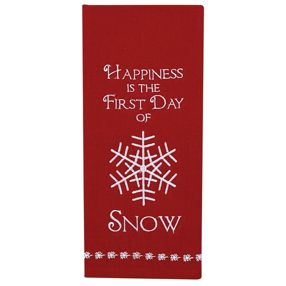 Park Designs Happiness Snow Embroidered Dishtowel