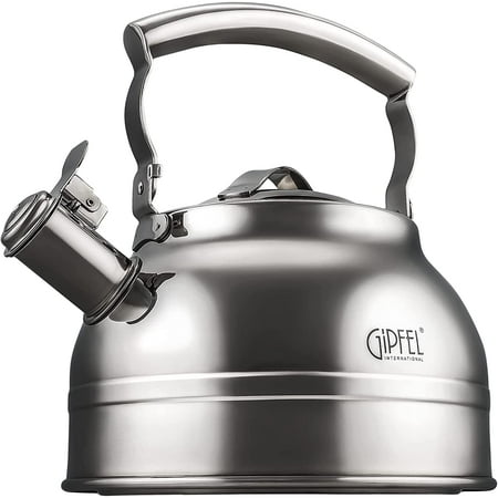 

Whistling Tea Kettle Stovetop - Food Grade Stainless Steel Teapot for Stove Top with Ergonomic Handle for Gas Induction Electric Stovetops 2.3 Quart