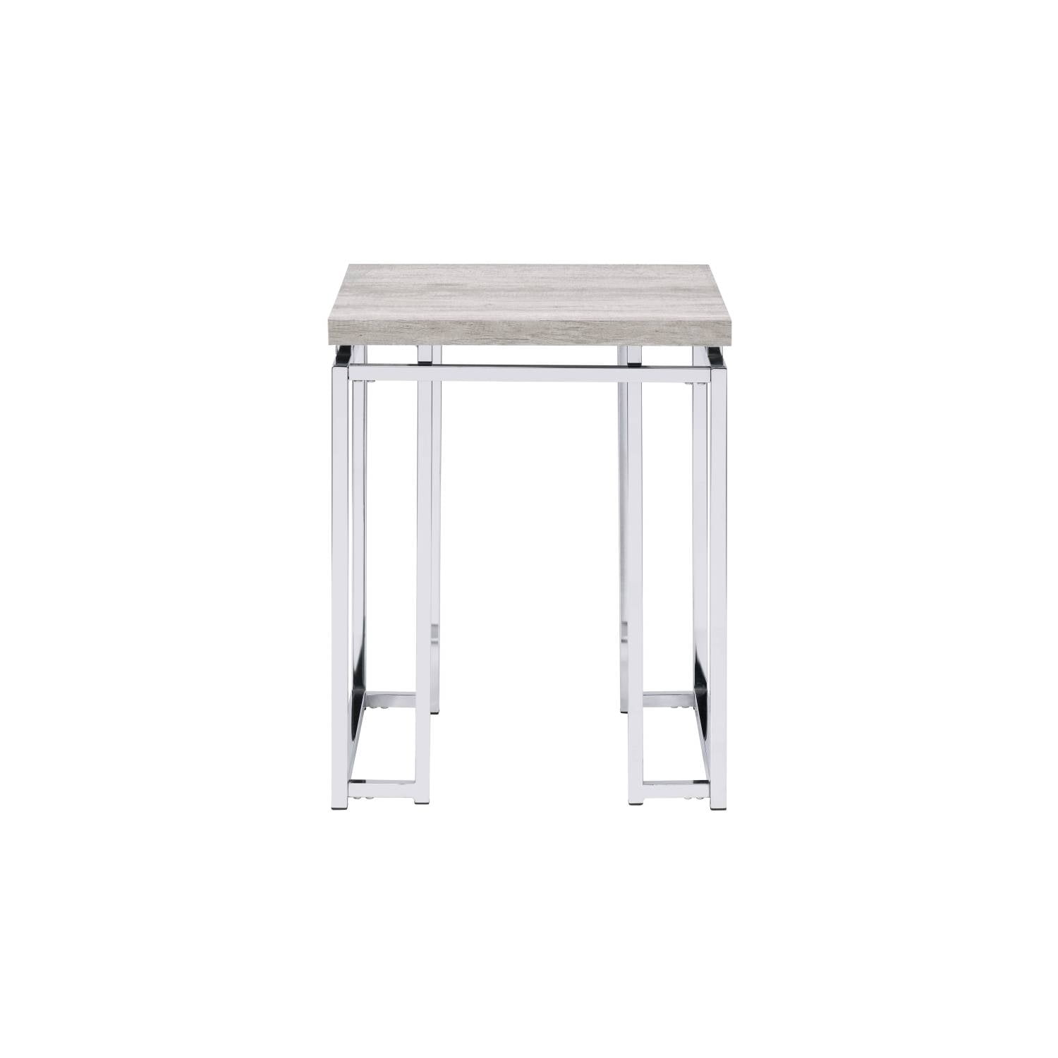 Chic Natural Oak & Chrome End Table Contemporary Design, Sturdy Construction, Elegant Details