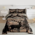 thumbnail image 2 of Feelyou Deer Moose Queen Comforter Set, Brown Wooden Cabin Bedding Comforter Set, 3pcs, 2 of 8