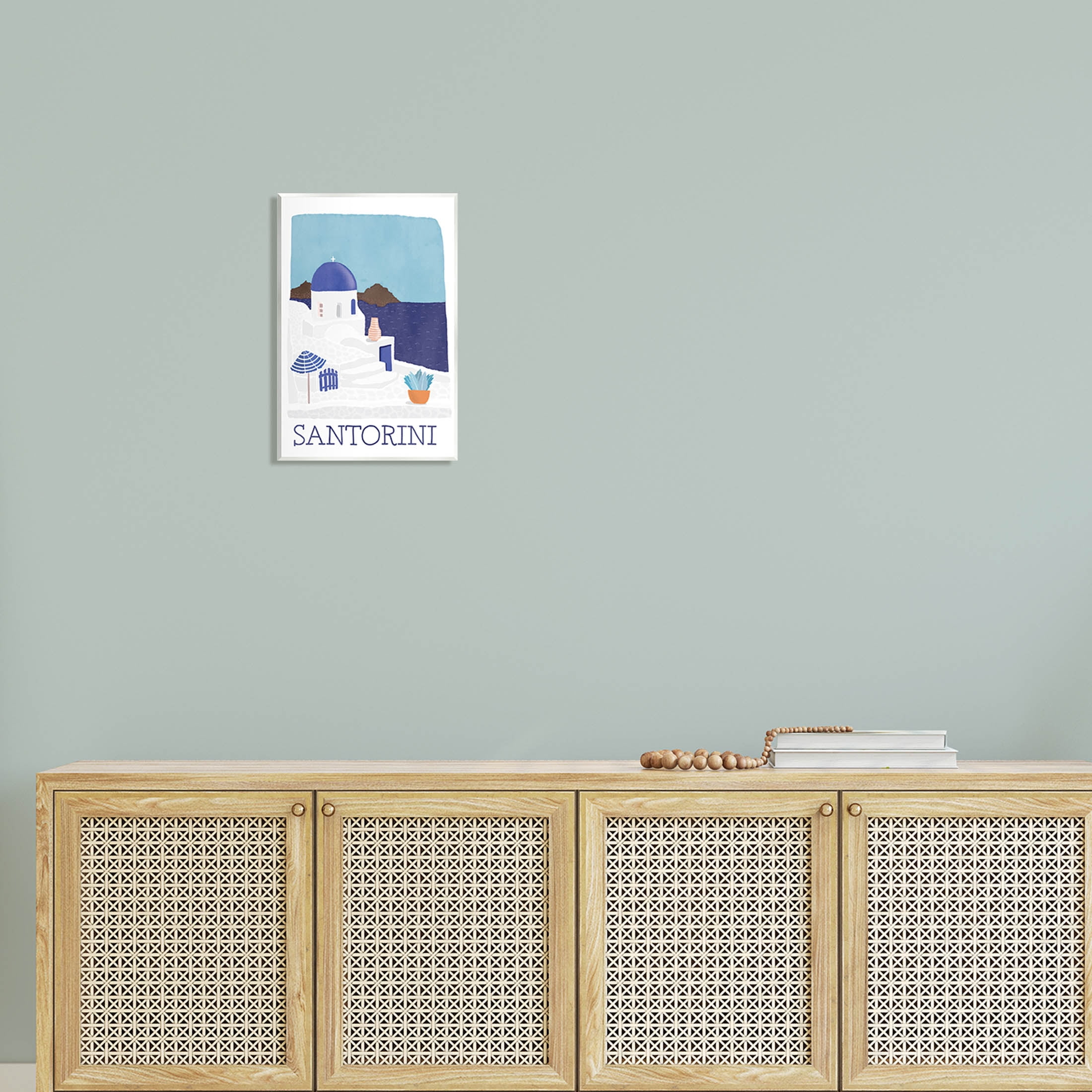 Santorini Vacation Island View Landscape Graphic Art Unframed Art Print Wall Art