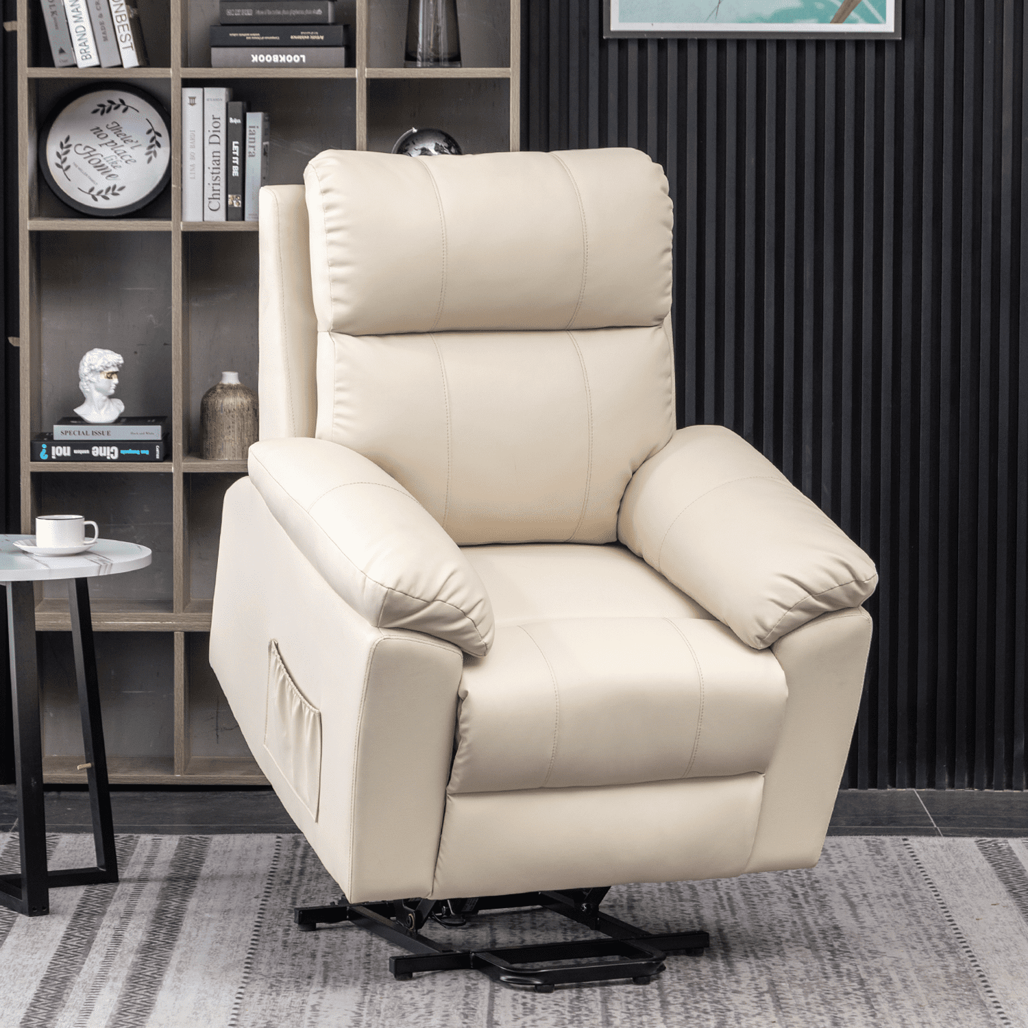 Erommy Power Lift Recliner Chair, PU Leather Recliners with Massage and