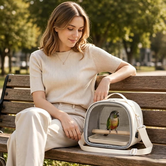 Portable Bird Travel Carrier, Breathable Mesh Bird Cage Bag With Detachable Tray Shoulder Strap, Lightweight For Small Parrots