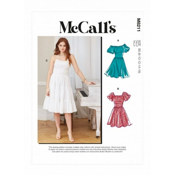 McCalls Sewing Pattern 8211 Dresses KK (26W-28W-30W-32W)