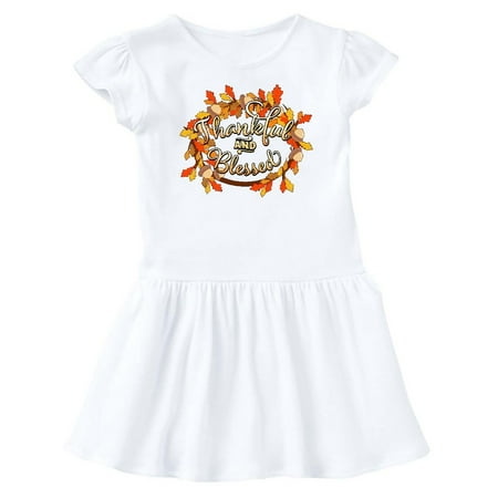 

Inktastic Thankful and Blessed Inspirational Autumn Wreath Gift Baby Girl Dress