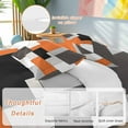 thumbnail image 4 of Orange Black Duvet Cover Set Queen Size Gray Geometric Abstract Color Block Modern Soft Lightweight Comforter Covers 4 Piece Bedding Set with 1 Duvet Cover 1 Bed Sheet & 2 Pillow Shams, 4 of 8