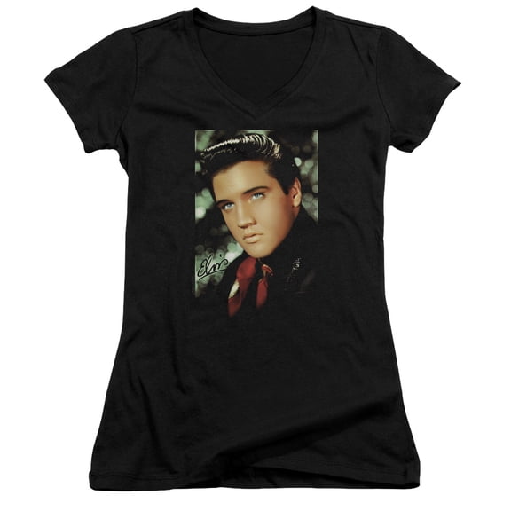 Elvis Presley - Red Scarf - Juniors Cap Sleeve V-Neck Shirt - XX-Large