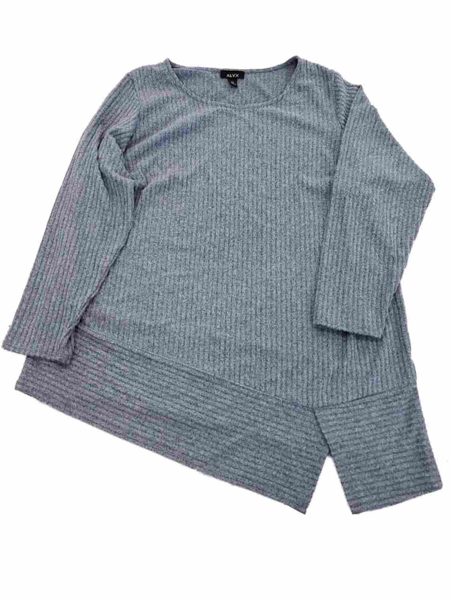 Womens Plus Blue Grey Ribbed Split Hem 