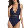 thumbnail image 3 of Lopeceal Women Halter Plunge V Neck One Piece Swimsuits Sexy Mesh Hollow Out Bathing Suits, 3 of 8