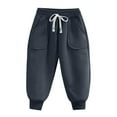 thumbnail image 1 of Children's Solid Elastic Waist Thick Leg Pants Pockets Medium Large Casual Trouser, 1 of 6
