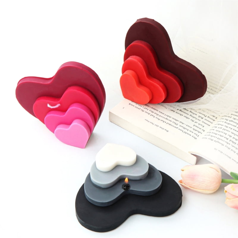 Zecic Love Heart Shape Candle Resin Moulds Heart Silicone Candle Molds DIY Soap Fondant Cake Valentines Day Decorating Tool