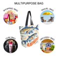 thumbnail image 7 of FORMRS Womens Canvas Tote Bag with Zipper Inner Pocket Shoulder Handbag, Blue Sardines Pattern, 7 of 7