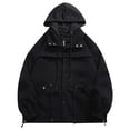 thumbnail image 2 of IROINNID Men's Long Sleeve Woolen Short Hooded Jacket Solid Color Casual Winter Jacket With And Pockets Windbreaker Coat, 2 of 5