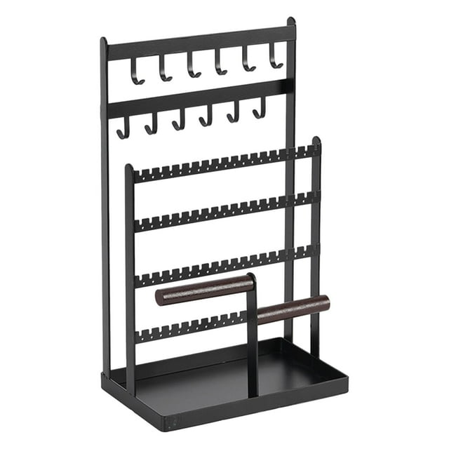 Organizador de joyas, bandeja para anillos, varios niveles, multiusos, 12 ganchos, soporte para joyas, Estante de presentación de joyería para