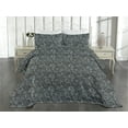 thumbnail image 2 of Ambesonne Abstract Floral Quilted Coverlet 2 Pcs, Vintage Geometric, Twin Size, Charcoal Grey Pale Blue, 2 of 4