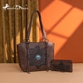thumbnail image 7 of Montana West Vintage Western Tooling Tote Bag & Wallet Set for Women | Studded Top Handle Shoulder Handbag, Coffee, 7 of 7