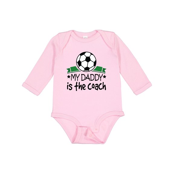 Inktastic Soccer My Daddy is the Coach Boys or Girls Long Sleeve Baby Bodysuit