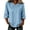 Blue, variant on Women's Solid Color Crew Neck Loose Fit Thin Blouse, Asymmetric Front with Frog Button Closure, Half Sleeve Shirt for Summer Daily Outfits, Flattering and Lightweight Blue L