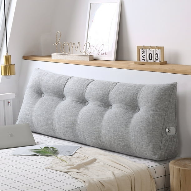 Large Bolster Upholstered Wedge Pillow,Filled Triangular Headboard