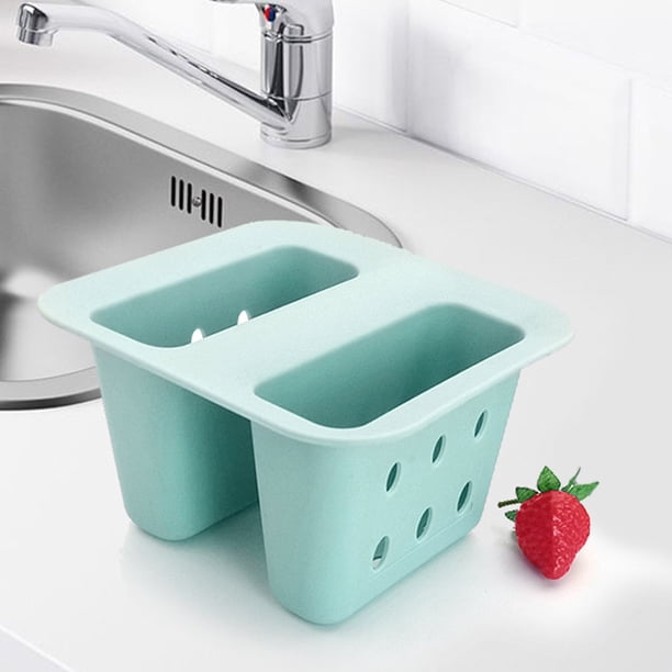 Cesta grande de plástico para filtro de fregadero | Cesta de doble drenaje para almacenar frutas y verduras | Colador de cocina ecológico de grado alimenticio | Juego de 1 pieza (12 x 10,5 x 9,5 cm)
