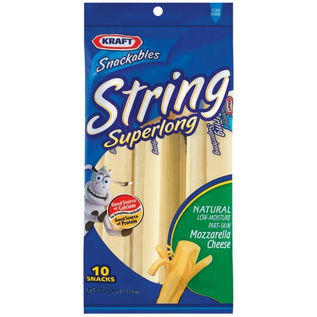 Kraft Snackables String Superlong Natural Low-Moisture Part-Skim Mozzarella Cheese Snacks 10 ct Bag