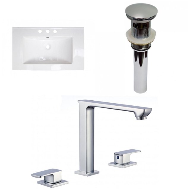 American Imaginations 32-in. W 3H8-in. Ceramic Top Set In White Color - Overflow Drain Incl. AI-32598